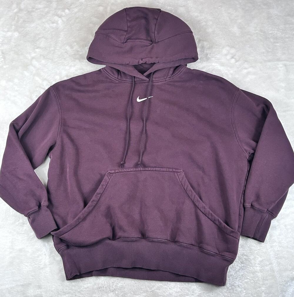 Nike Phoenix Fleece Oversized Womens Pullover Hoodie Size M Burgandy DQ5860-652